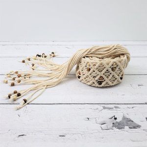 AEROPOSTALE Ivory Crochet Fringe Beaded Belt Scarf